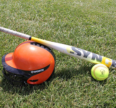 softball equipment on field