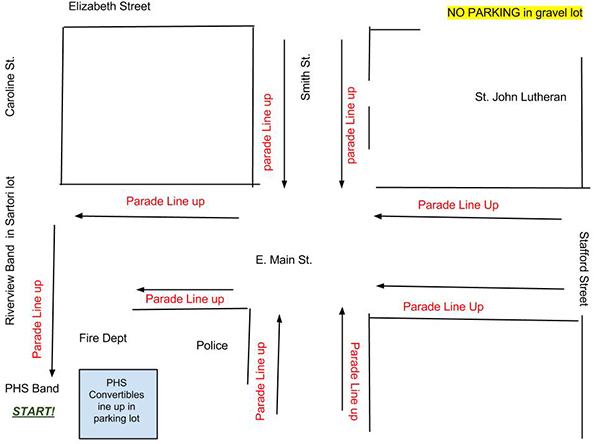 map of parade line-up