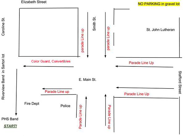 map of parade line-up