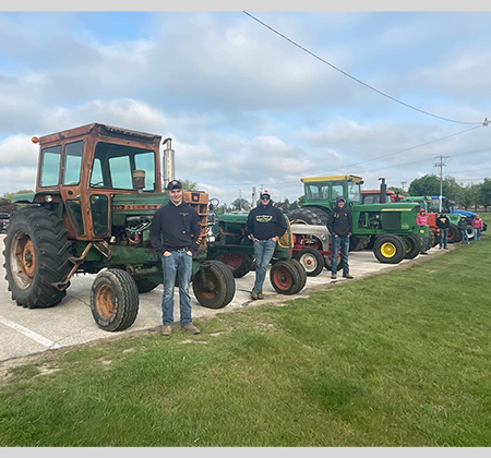 students with tractors