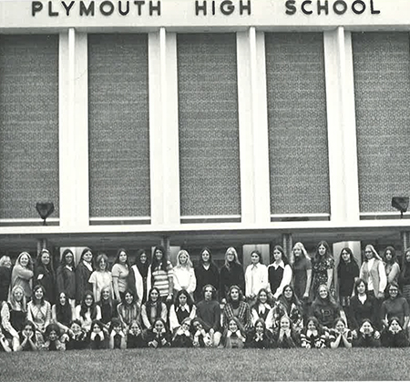 group photo in front of school