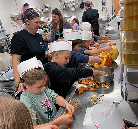 2nd-graders with pumpkins