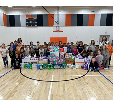 Parkview students with Diaper Drive results