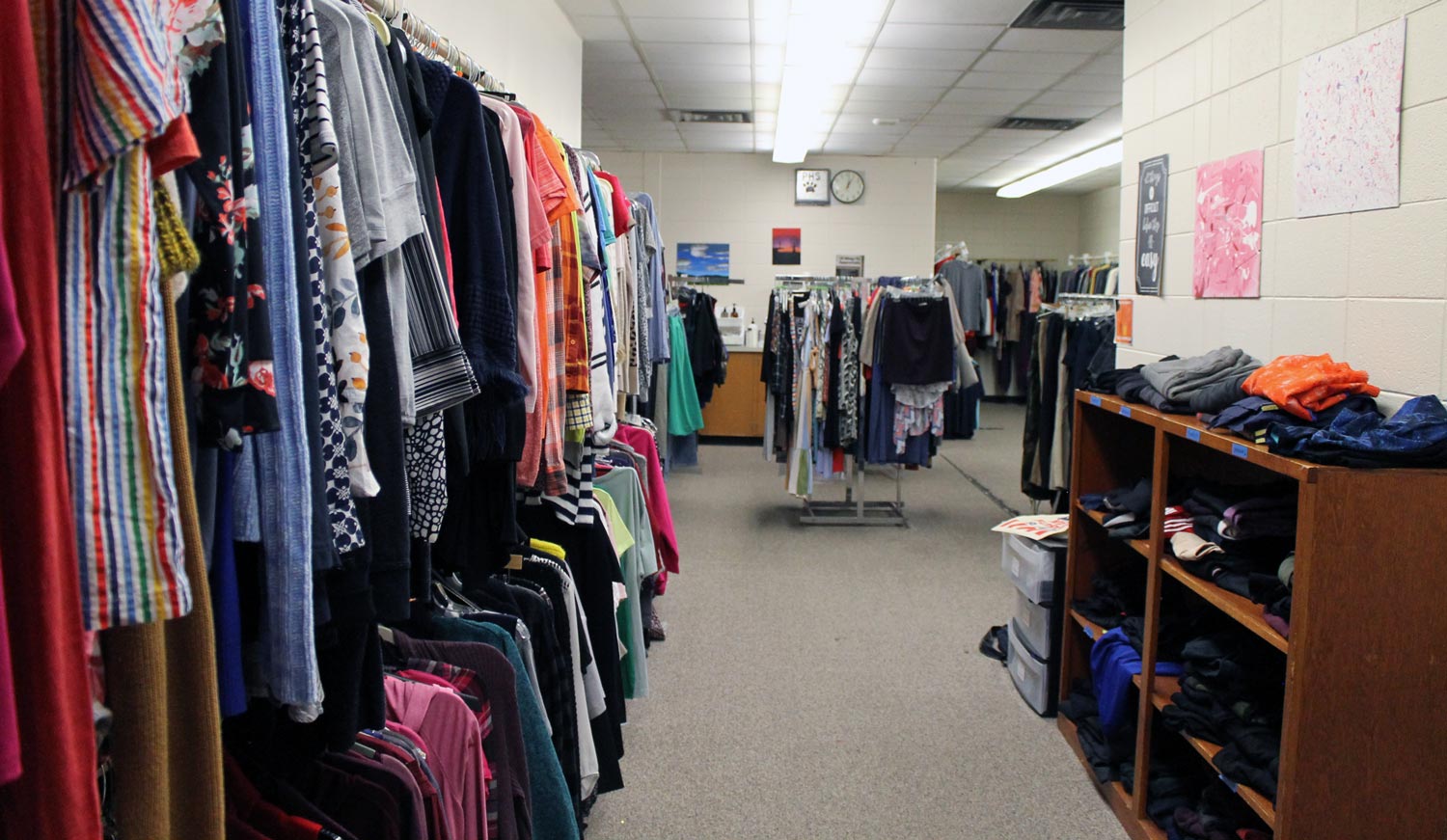 clothes on racks