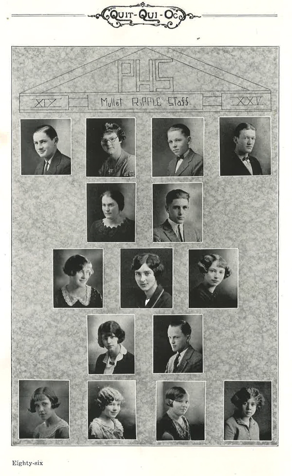 yearbook page with staff photos