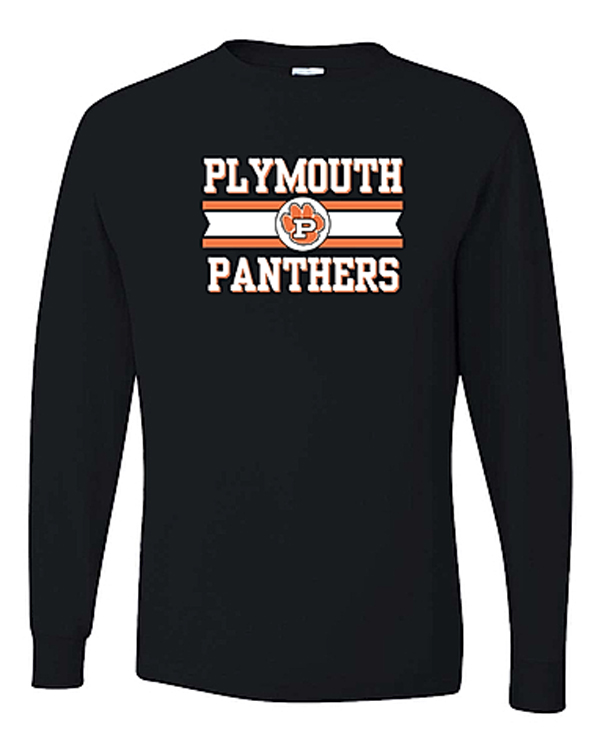 long-sleeved shirt with Plymouth Panthers and pawprint on front