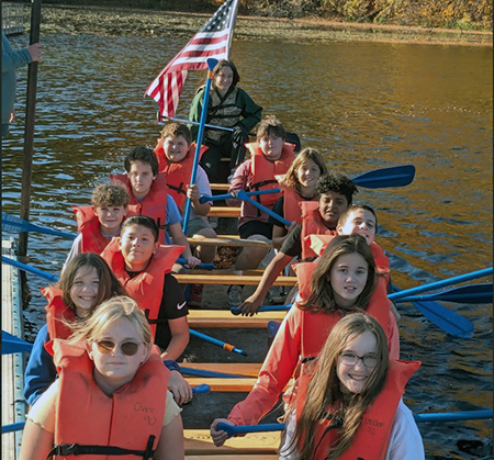 Riverview students in boat