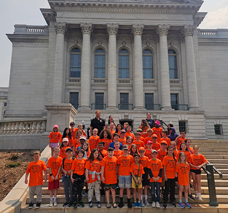 students on Wisconsin Capitol steps