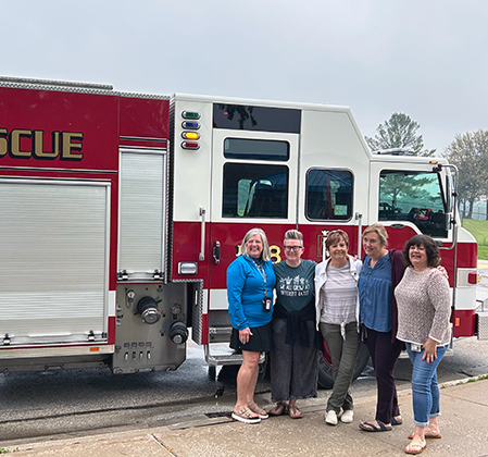 Horizon retirees with fire truck