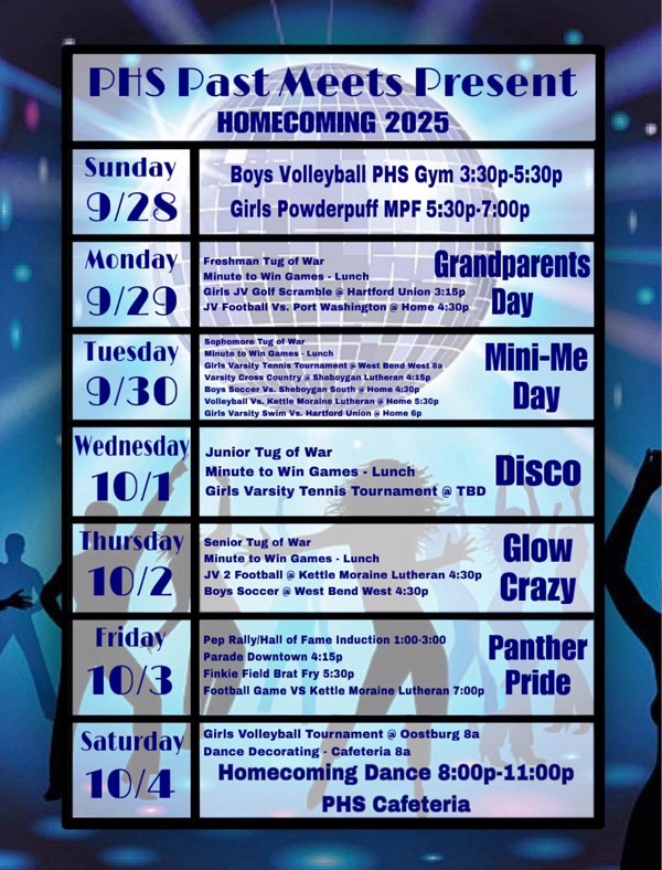 homecoming poster with this information