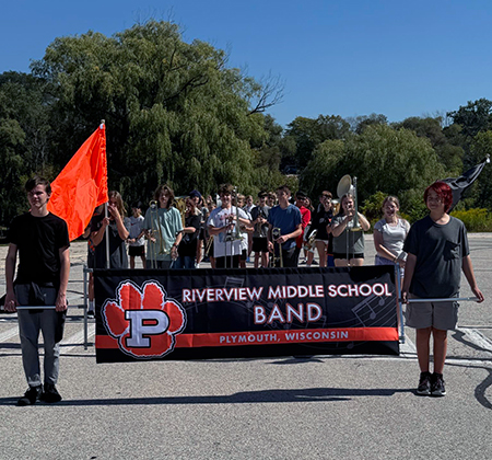 Marching band with banner