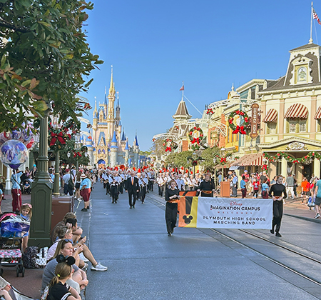 PHS Marching Band in front of Disney castle