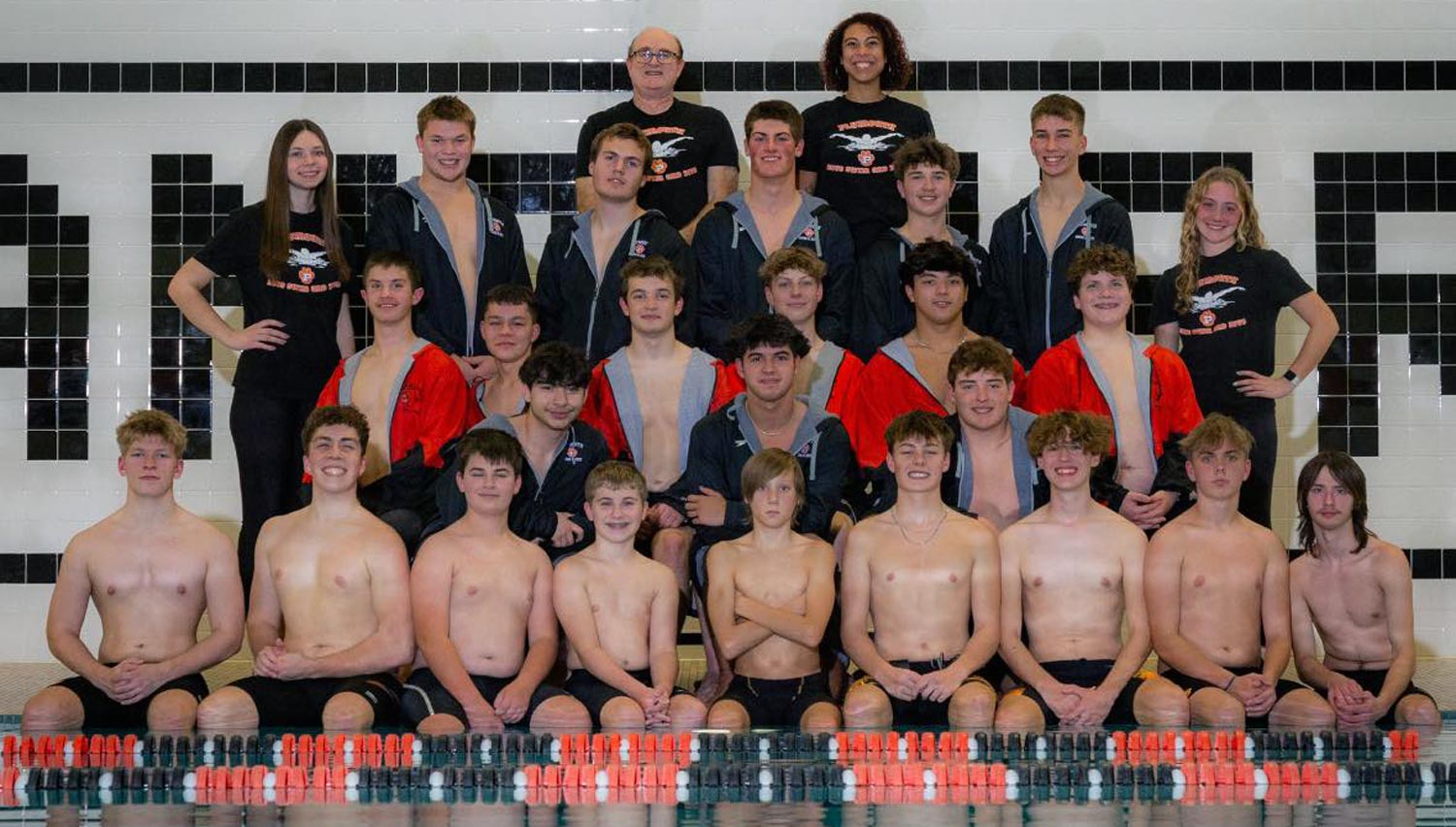 team photo on pool deck