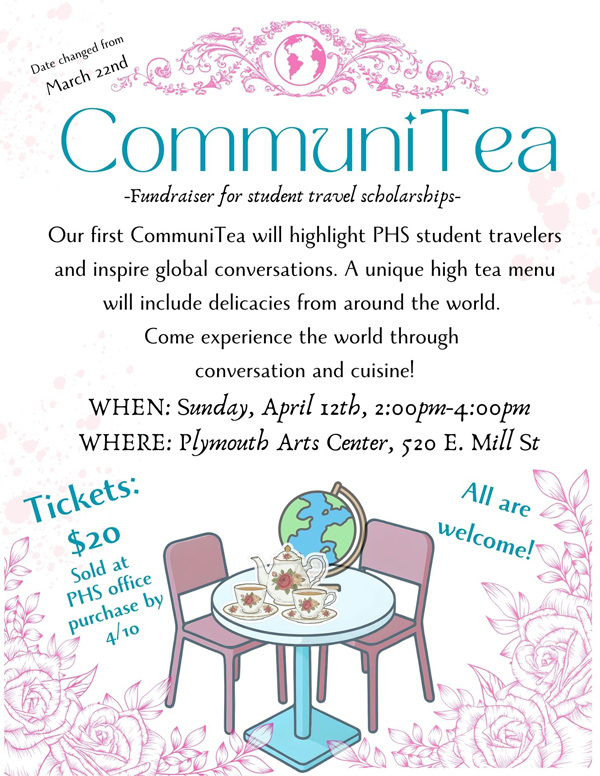 event flier with a table containing a tea set and a globe, and the information on this page