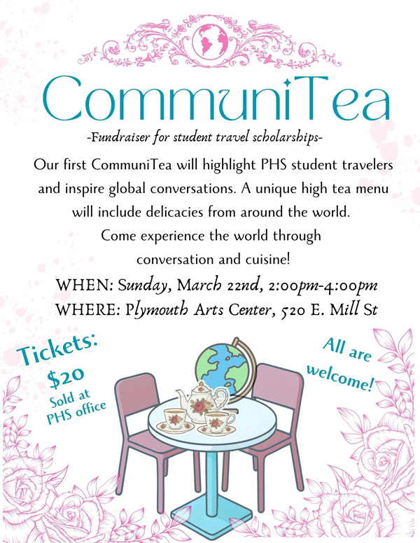event flier with a table containing a tea set and a globe, and the information on this page