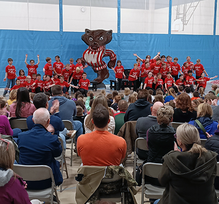 4th-graders performing for school and families