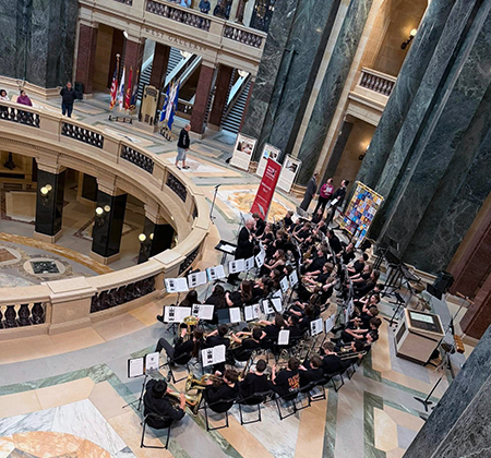 Riverview band playing in State Capitol