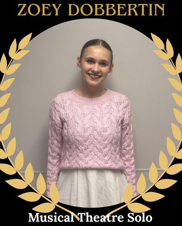 portrait with words Zoey and musical theater solo