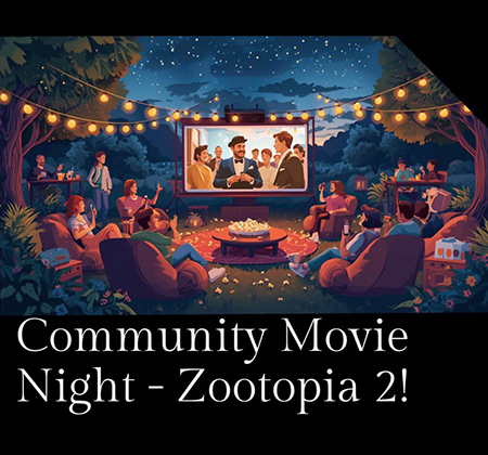 drawing of people watching a movie outside