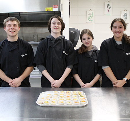 4 students with samples