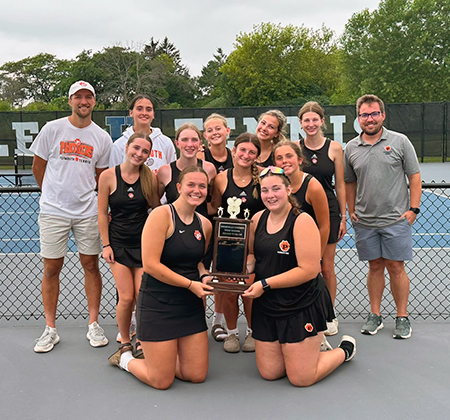 tennis team with plaque