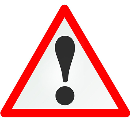 exclamation point in red triangle