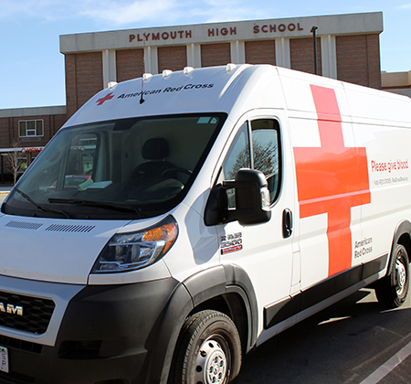 Red Cross van in front of PHS
