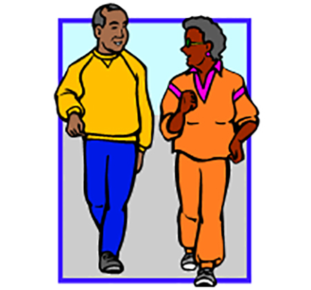 drawing of 2 people walking