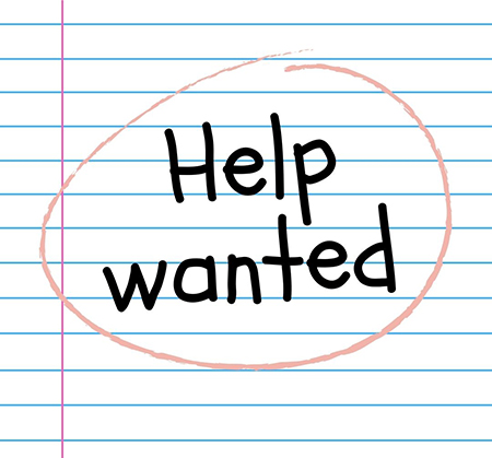 words help wanted on notebook paper