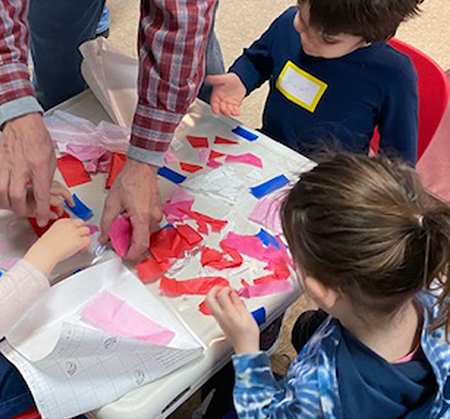 kids working on craft