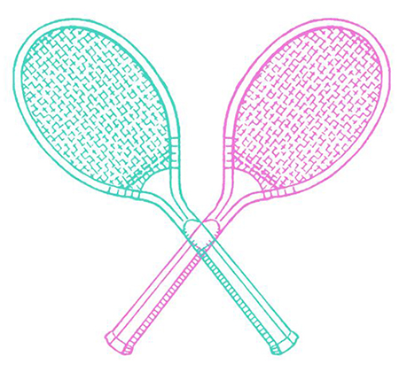drawing of 2 racquets