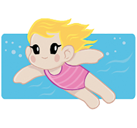 drawing of girl swimming