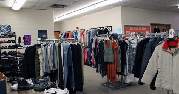 clothes on racks