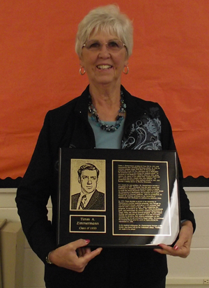 Mrs. Zimmermann with plaque