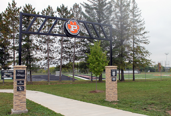 metal arch outside field